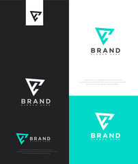 Modern Abstract Triangular CV Logo Designs for Brand Identity