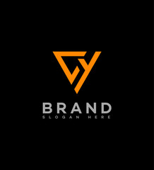Modern Orange Triangle CY Logo Design Brand Identity