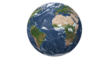 Fototapeta premium Earth globe showing continents on white background
