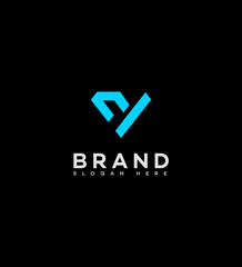 CY Modern Checkmark Diamond Brand Logo Design