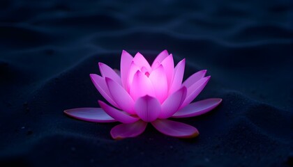 Radiant Pink Lotus Flower Glowing Serenely Against a Dark send Backdrop