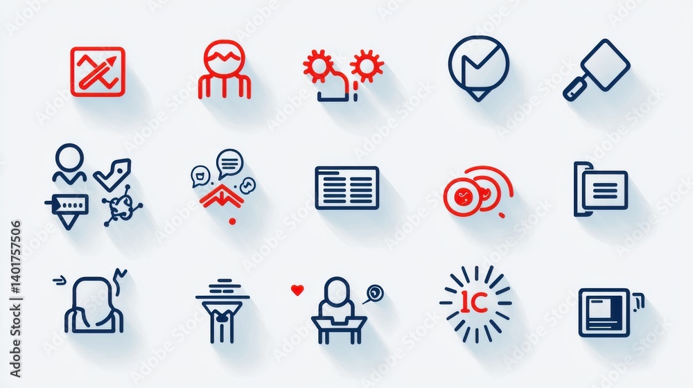 Poster this image showcases a collection of 15 sleek modern icons that visually represent a range of digita