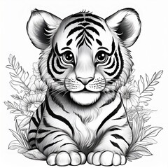 Obraz premium Ausmalbild Tigerbaby - Tiger