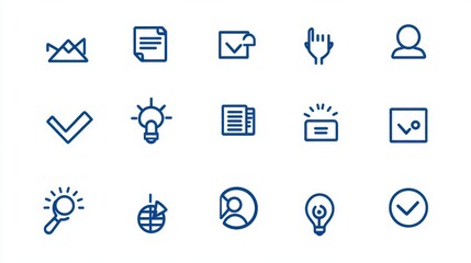 A collection of sleek minimalist outline icons representing various corporate and human resources benefits such as talent management