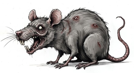 Aggressive rat illustration digital artwork menacing animal