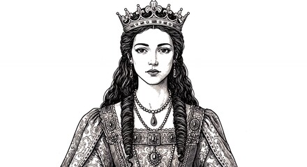 Beautiful historic queen portrait illustration