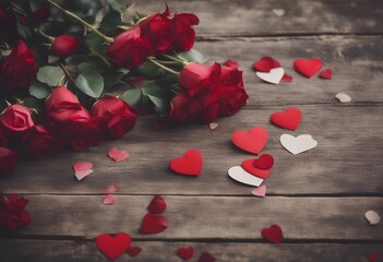 happy background rustic roses valentine wood day red calligraphy s over flower logotype rose cursive greeting wooden vector script text illustration postcard gift bloom word bouquet message stem type