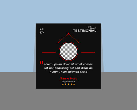 Minimalist modern and creative customer feedback testimonial, vector social media web banner template.