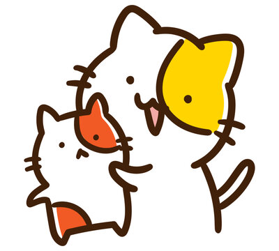 ぬいぐるみを抱えるかわいいねこのキャラクターのデフォルメイラスト