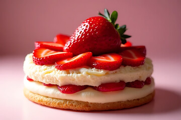 Delicious strawberry shortcake creation kitchen food photography bright setting close-up view