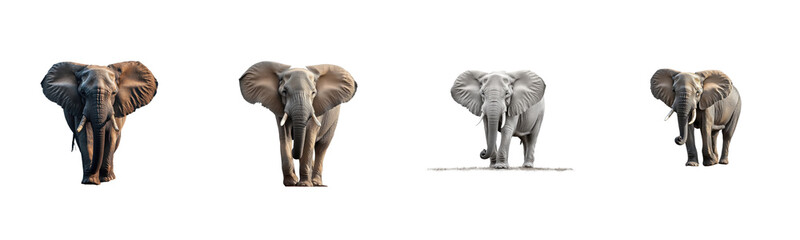 elephant variations on white background