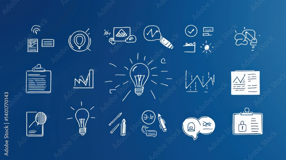 Poster this image depicts a collection of fifteen icons representing various project management concepts su