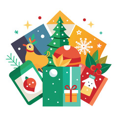 Christmas cards isolated on white background