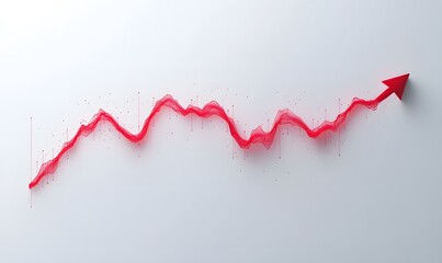 Stylized red line chart with upward and downward movements, ideal for visualizing market trends, trading insights, and economic risk representation
