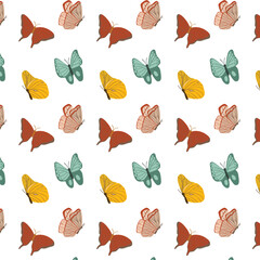 Colorful Butterfly Pattern on White Background