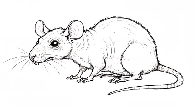 black and white rat drawing clip art preview