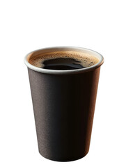 black coffee in paper cup on white background