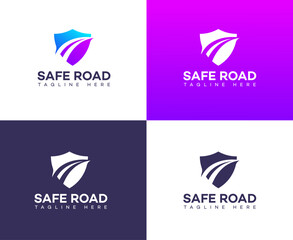 Safe Road Logo Designs Shield, Highway, Travel, Protection