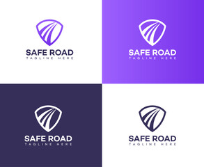 Safe Road Logo Designs Shield, Highway, Travel, Protection