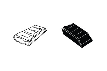 Stylized Chocolate Bar Outlines In Black And White Isometric View