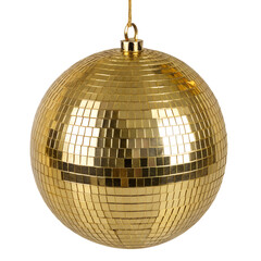 Obraz premium Golden Disco ball isolated on transparent background