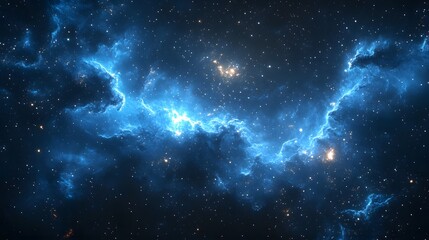 Detailed view of a stunning blue galaxy filled with sparkling stars against a deep black background, showcasing cosmic beauty and outer space mystery
