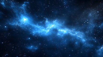 Fototapeta premium Vivid blue galaxy scene with bright stars on black backdrop, perfect for science fiction, astronomy visuals, space backgrounds, or digital artwork 