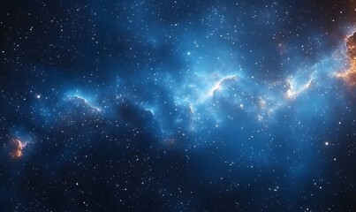 Vivid blue galaxy scene with bright stars on black backdrop, perfect for science fiction, astronomy visuals, space backgrounds, or digital artwork
