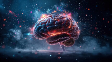 Fototapeta premium A brain with a lot of fire coming out of it