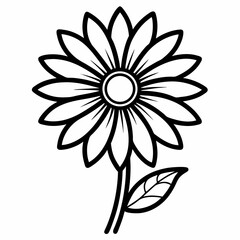 Black-eyed Susan outline icon on white background 