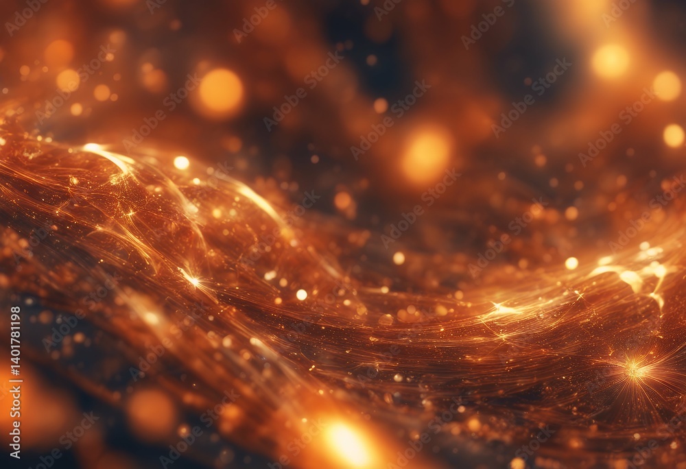 Wall mural digital fantasy background holiday sparkles art orange rendering 3d fractal abstract light bokeh fir