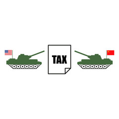 Army tank american flag,army tank china flag and tax document