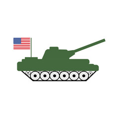 Army tank american flag on white background