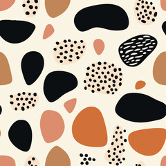 Fototapeta premium A collection of seamless patterns featuring graphic lips and heart motifs in bold, vibrant or earthy palettes. Hand-drawn and abstract styles with a playful and modern aesthetic.