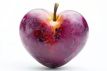 Heart-shaped plum against white