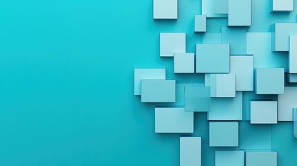 Vibrant Blue Background Featuring Geometric Squares in Varying Sizes and Shades Creating a Modern Abstract Art Composition with Dynamic Energy