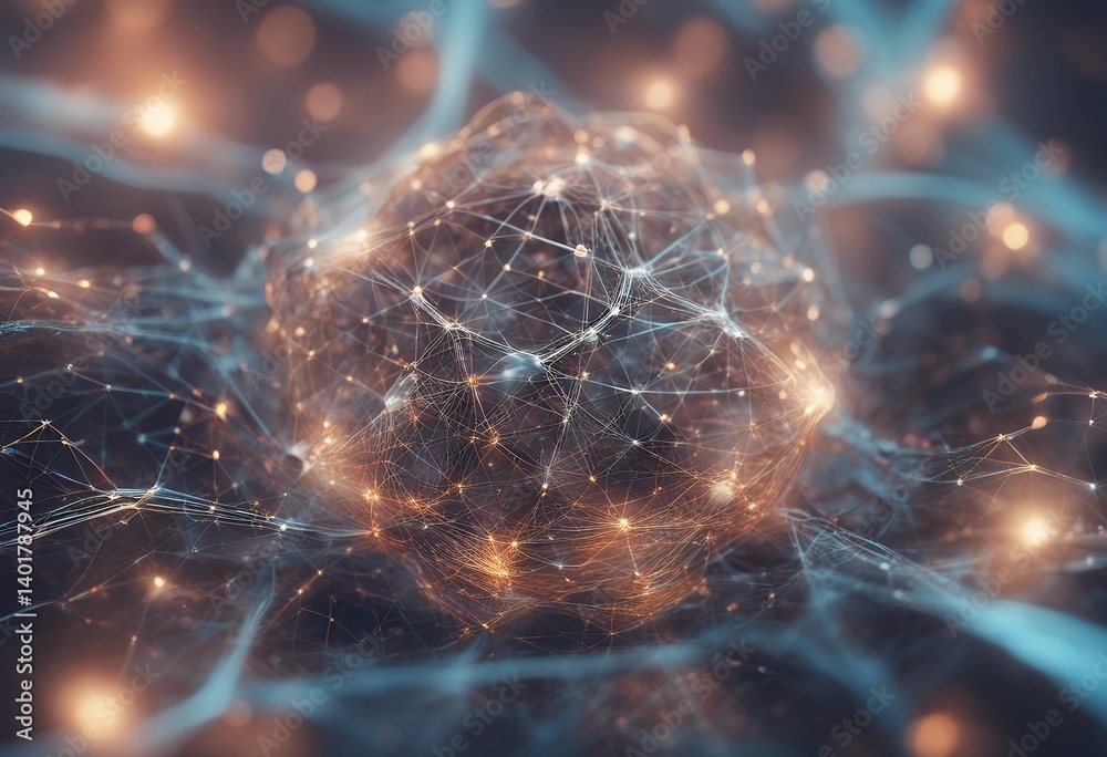 Fototapete rendered shape computer illustration abstract network futuristic generated dof blank graphic pattern