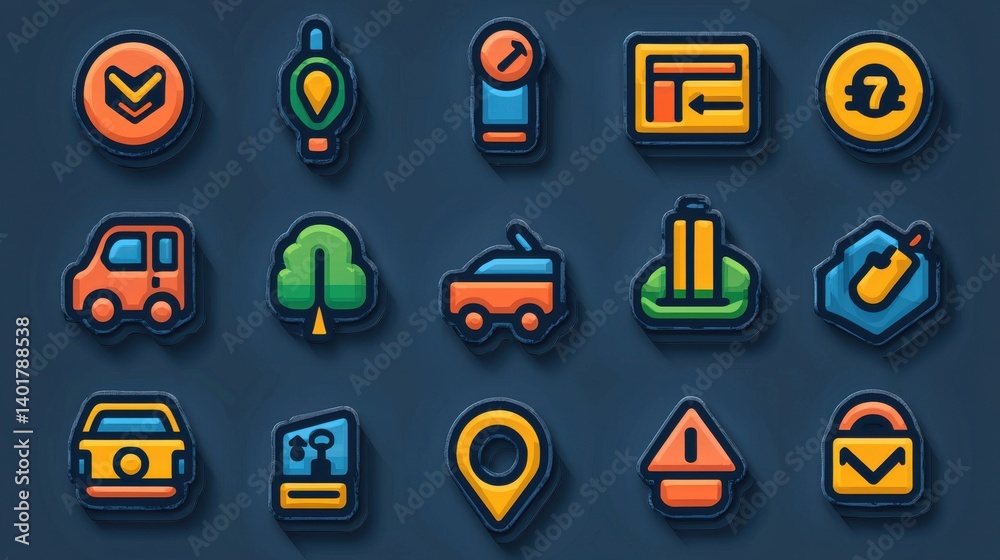 Poster this image displays a collection of 15 simple minimalist outline icons designed for mobile apps and 