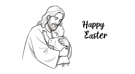 Jesus christ and child easter illustration