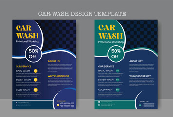 Car wash flyer design professional car service brochure design, car, service, repair, garage, foam, clean, shine, bubbles, automobile, drive, engine, a4 print ready template.