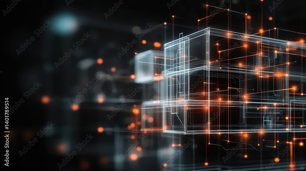 Poster futuristic computer displaying bright glowing background with modern design elements creating an inn