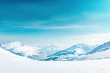 Obraz premium Breathtaking Snowy Mountain Landscape Under a Clear Blue Sky Evoking Tranquility and Natural Beauty in a Serene Winter Wonderland Setting