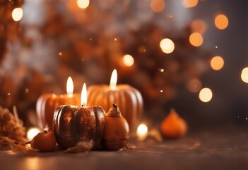 beautiful space decorative fall orange lights creative decorations copy bokeh holiday colors brown autumn background nature decoration decor concept table traditional october thanksgiving scene