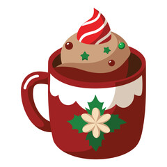 Christmas hot cocoa isolated on white background