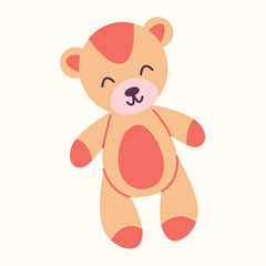 Cute teddy bear. Vector soft toy bear in cartoon style for kids and children