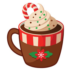 Christmas hot cocoa isolated on white background