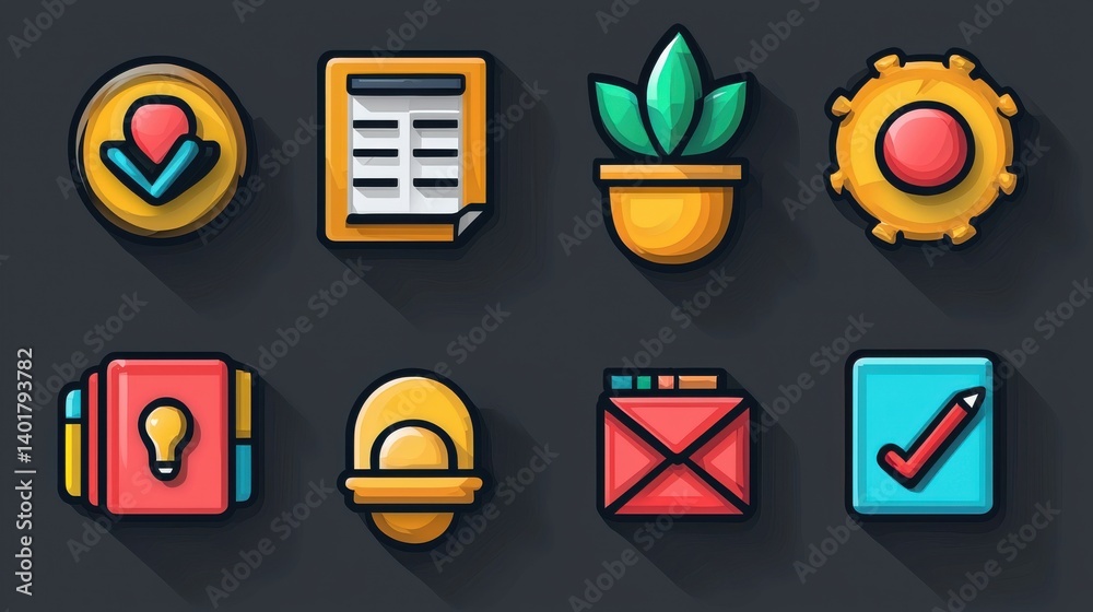 Poster a collection of 15 outline icons representing various tools functions and elements commonly found in