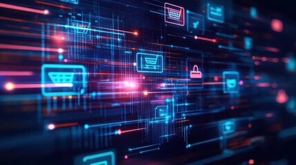 Fototapeta premium Vibrant Blue and Red Abstract Background Featuring Dynamic Lines Creating a Sense of Motion and Energy in a Contemporary Artistic Composition