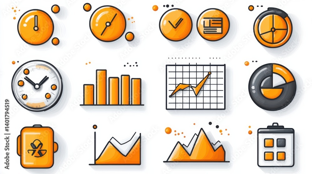 Poster collection of various statistical data visualization icons charts graphs and infographic elements fo