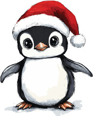 Fototapeta premium penguin with santa hat